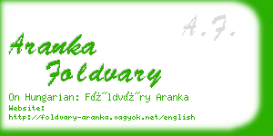 aranka foldvary business card